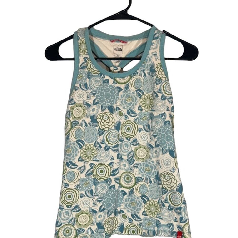 The North Face Women’s Teal & White Athletic Stretch Racerback Tank Top Size Sm